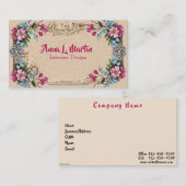 ヴィンテージエレガントピンクのバラビクトリアン 名刺 (正面/裏面)