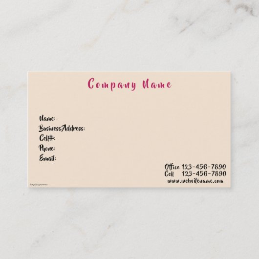 ヴィンテージエレガントピンクのバラビクトリアン 名刺 (裏面)