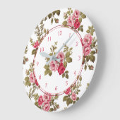 ヴィンテージエレガントピンクのバラ色の背景 ラージ壁時計 (傾斜)