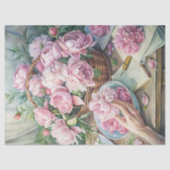 ヴィンテージエレガントピンクの牡丹 薄葉紙 (正面)