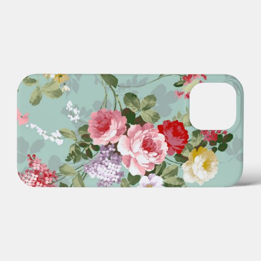 ヴィンテージエレガントピンクの赤いバラの花柄ケース Case-Mate iPhoneケース (裏面 (横))