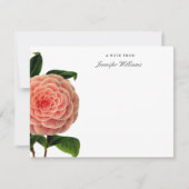 ヴィンテージエレガントピンクカミラフローラ(名前あり) ノートカード (正面)