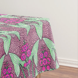 ヴィンテージエレガントピンクグリーンアールヌーボーフローラ テーブルクロス