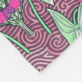 ヴィンテージエレガントピンクグリーンアールヌーボーフローラ フリースブランケット (角)