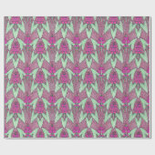 ヴィンテージエレガントピンクグリーンアールヌーボーフローラ ラッピングペーパー (フラット)