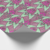 ヴィンテージエレガントピンクグリーンアールヌーボーフローラ ラッピングペーパー (角)