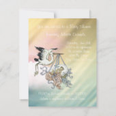 ヴィンテージエレガントピンクコウノトリ 招待状 (裏面)