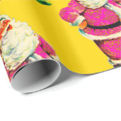 ヴィンテージエレガントピンクサンタクリスマスデライト ラッピングペーパー (ロールコーナー)