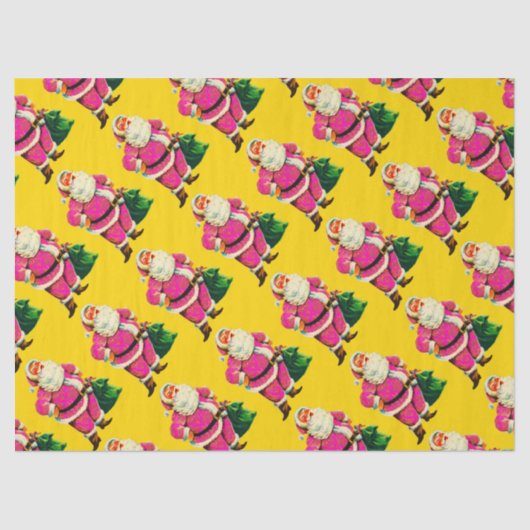 ヴィンテージエレガントピンクサンタクリスマスデライト 薄葉紙 (正面)