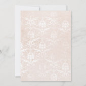 ヴィンテージエレガントピンクダマスク金ゴールドブライダルシャワー 招待状 (裏面)