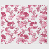 ヴィンテージエレガントピンクディアーキツネトイレウッドランド ラッピングペーパー (フラット)