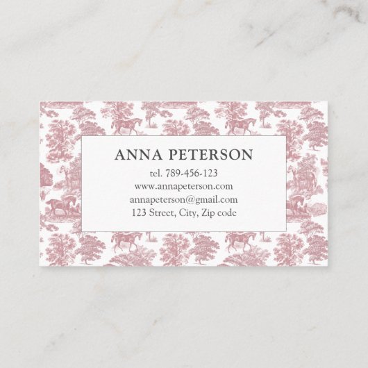 ヴィンテージエレガントピンクトイレホース 名刺 (裏面)
