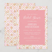 ヴィンテージエレガントピンクフラワービンテージ ブライダルシャワー 招待状 (正面/裏面)