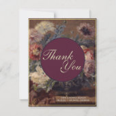 ヴィンテージエレガントピンクブルービババスケット牡丹 サンキューカード (正面)