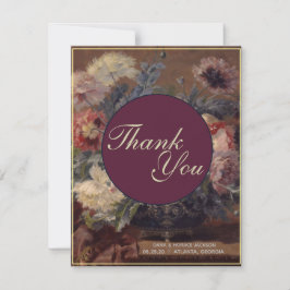 ヴィンテージエレガントピンクブルービババスケット牡丹 サンキューカード