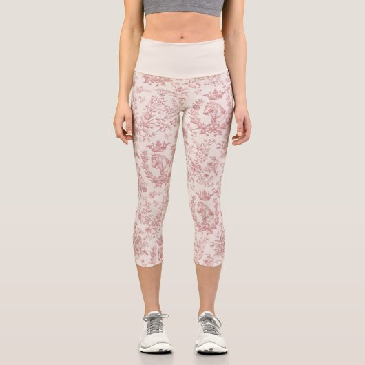 ヴィンテージエレガントピンクベージュエクエストリアントワールフローラ カプリレギンス (正面)