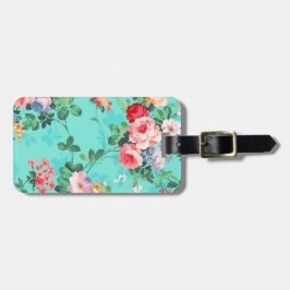 ヴィンテージエレガントピンクレッドイエローローズパターン ラゲッジタグ