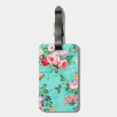 ヴィンテージエレガントピンクレッドイエローローズパターン ラゲッジタグ (裏面縦)