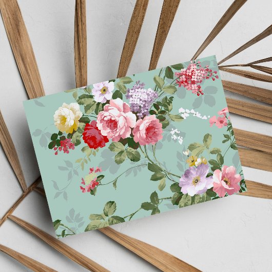 ヴィンテージエレガントピンクレッドローズパターン ポストカード