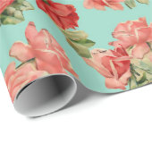 ヴィンテージエレガントピンクレッドローズパターン ラッピングペーパー (ロールコーナー)