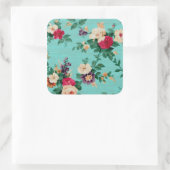 ヴィンテージエレガントピンクレッドローズ壁紙 スクエアシール (バッグ)