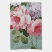 ヴィンテージエレガントピンクレッドローズ キッチンタオル (縦)