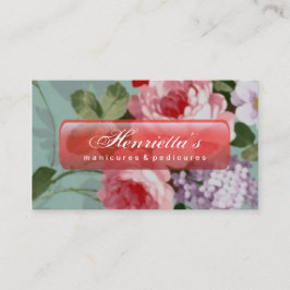 ヴィンテージエレガントピンクレッドローズ 名刺