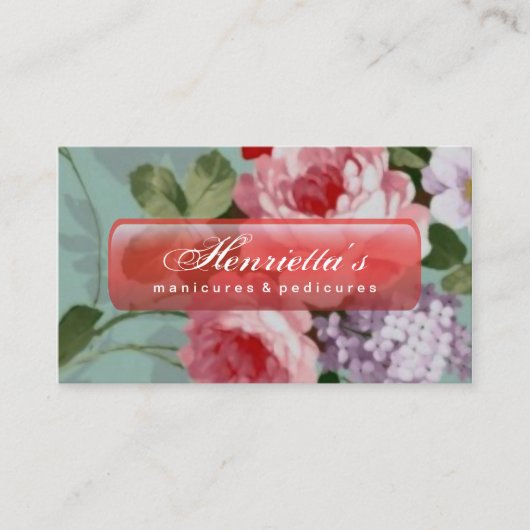 ヴィンテージエレガントピンクレッドローズ 名刺 (正面)