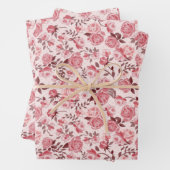 ヴィンテージエレガントピンクレッドローゼスフローラ ラッピングペーパーシート (インサイチュ)