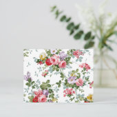 ヴィンテージエレガントピンクレッドローゼズパターン ポストカード (スタンド正面)