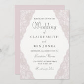 ヴィンテージエレガントピンクレース結婚式招待状 招待状 (正面/裏面)