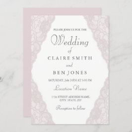 ヴィンテージエレガントピンクレース結婚式招待状 招待状