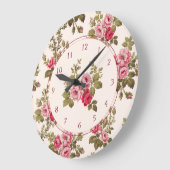 ヴィンテージエレガントピンクローズバフバックグラウンド ラージ壁時計 (傾斜)
