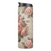 ヴィンテージエレガントピンクローズフローラ(レース付) タンブラー (回転右)