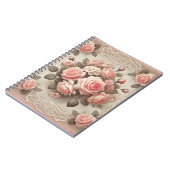 ヴィンテージエレガントピンクローズフローラ（レース付） ノートブック (左側)