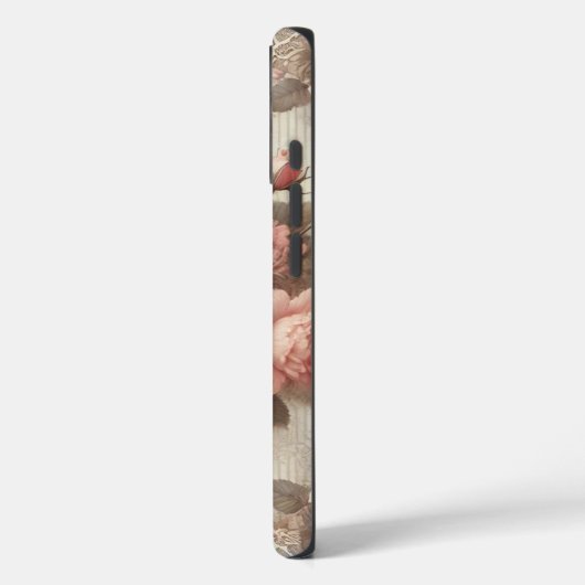 ヴィンテージエレガントピンクローズフローラ（レース付） Case-Mate iPhoneケース (裏面 / 左)