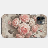 ヴィンテージエレガントピンクローズフローラ（レース付） Case-Mate iPhoneケース (裏面(横))