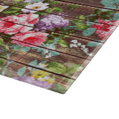 ヴィンテージエレガントピンクローズブラウンウッドフォトプリント カッティングボード (角)