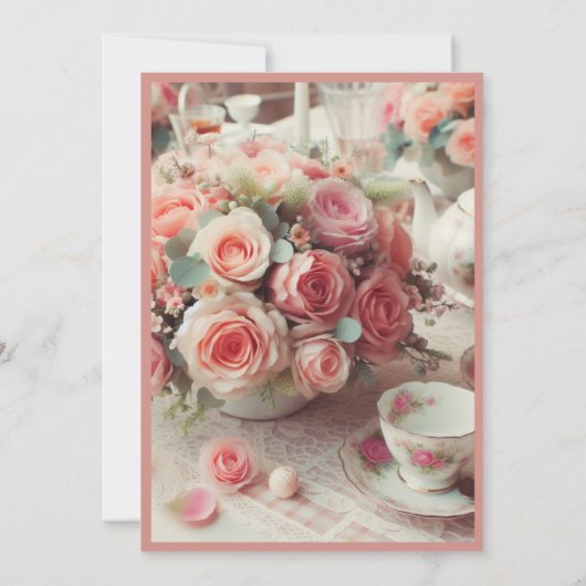 ヴィンテージエレガントピンクローズマザーズデイ 招待状 (裏面)