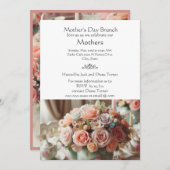 ヴィンテージエレガントピンクローズマザーズデイ 招待状 (正面/裏面)