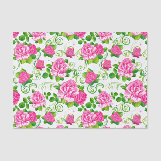 ヴィンテージエレガントピンクローズ白い背景 薄葉紙 (正面)