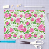 ヴィンテージエレガントピンクローズ白い背景 薄葉紙 (クラフト)