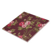 ヴィンテージエレガントピンクローゼオンマルーン背景 タイル (側面)