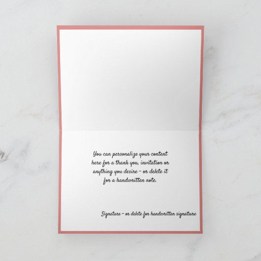 ヴィンテージエレガントピンクローゼス金ゴールドグリッター カード (内部)