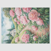 ヴィンテージエレガントピンク牡丹ガーデンライス紙 薄葉紙 (正面)