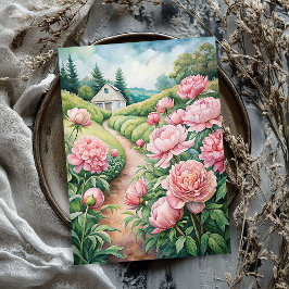 ヴィンテージエレガントピンク牡丹ガーデンライス紙 薄葉紙