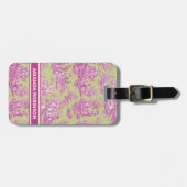 ヴィンテージエレガントピンク色の緑のトイルドゥジュウ ラゲッジタグ (正面横)