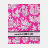 ヴィンテージエレガントピンク色マゼンタレイクトイレデジュイ フリースブランケット (正面)