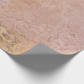 ヴィンテージエレガントピンク金箔ダマスクデコパージュ ラッピングペーパー (角)