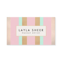 ヴィンテージエレガントピンク&金ゴールドストライプのメイクアップアーティスト